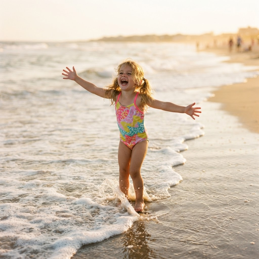 Her first time at the ocean