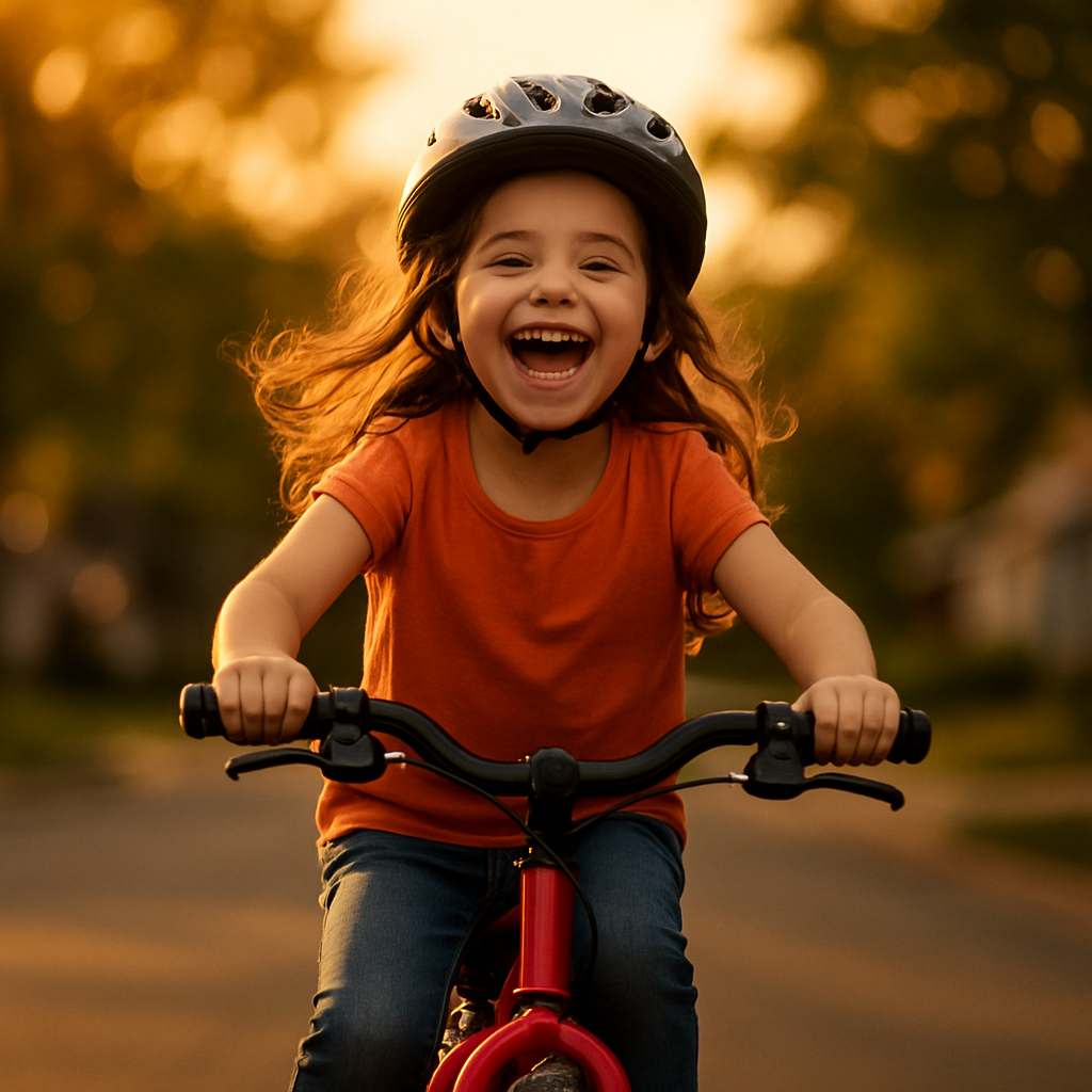 A rich memory of a child riding a bicycle for the first time