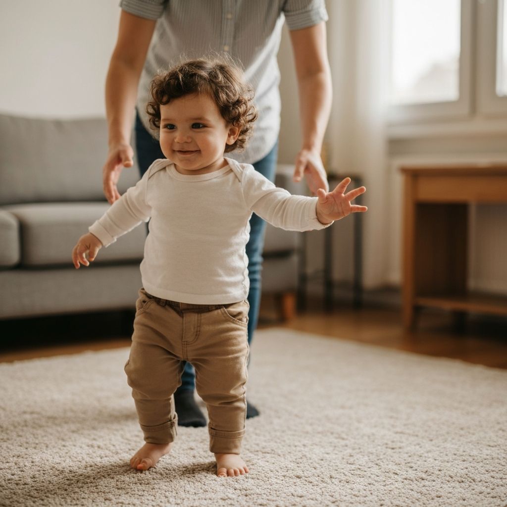 Child taking first steps