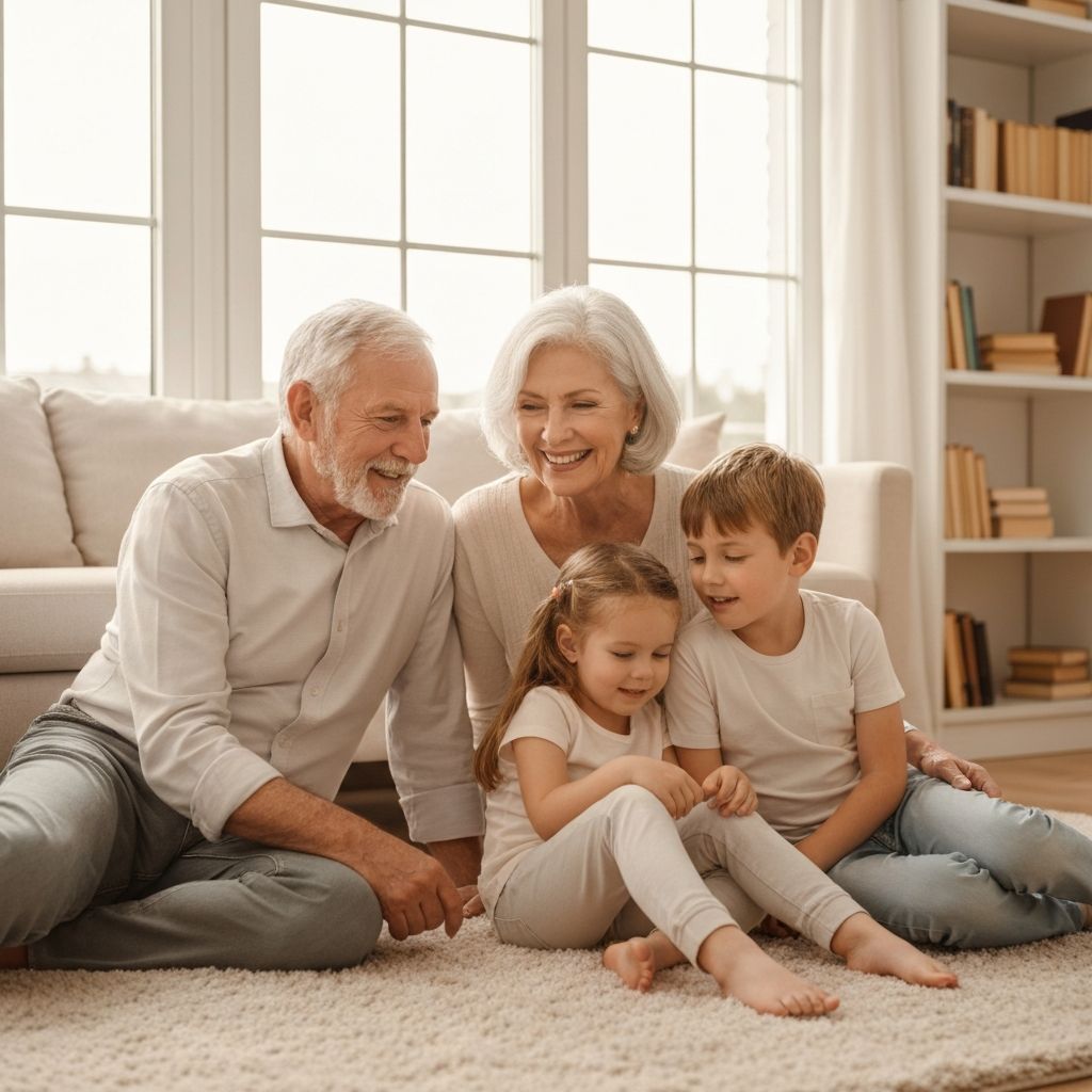 Parents sharing childhood stories with children